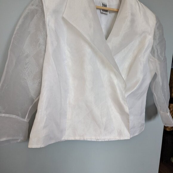 R&M Richards Vintage White Formal Bolero | Sheer Sparkle Details - Picture 3 of 9
